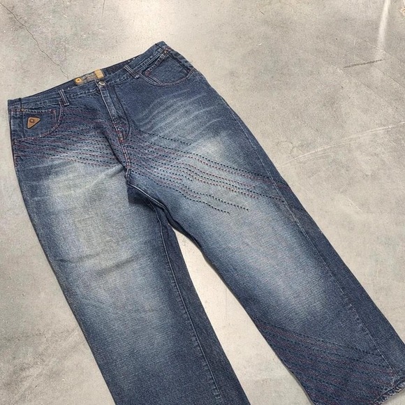 Akademiks Other - Vintage 90s 00s Alademiks Japanese Sashiko Dark wash denim jeans with stitching